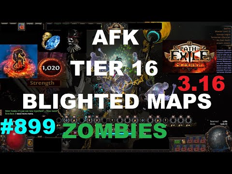 STRENGTH STACKING ZOMBIES AFKING TIER 16 BLIGHTED MAPS IN 3.16 SCOURGE LEAGUE POE - 899