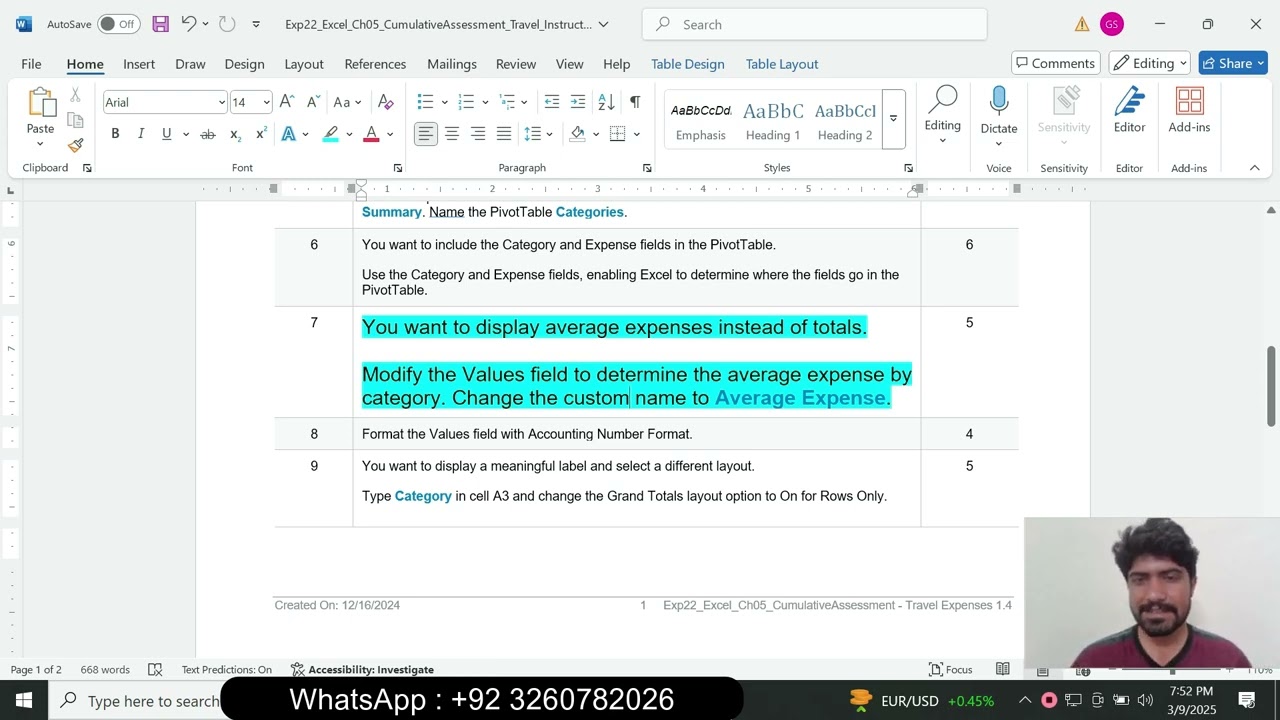 Exp22_Excel_Ch05_CumulativeAssessment_Travel | excel Ch05 CumulativeAssessment Travel | Cumulative