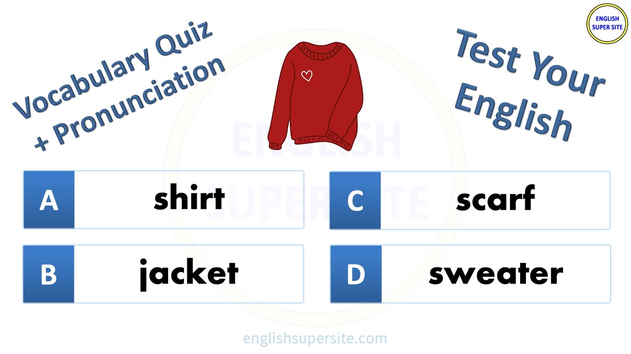 English Vocabulary Quiz | 15 Clothing & Accessories #2 (Answers & Audio)