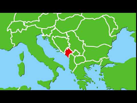 A localização de Montenegro é ampliada e exibida em vermelho Mapa de Montenegro