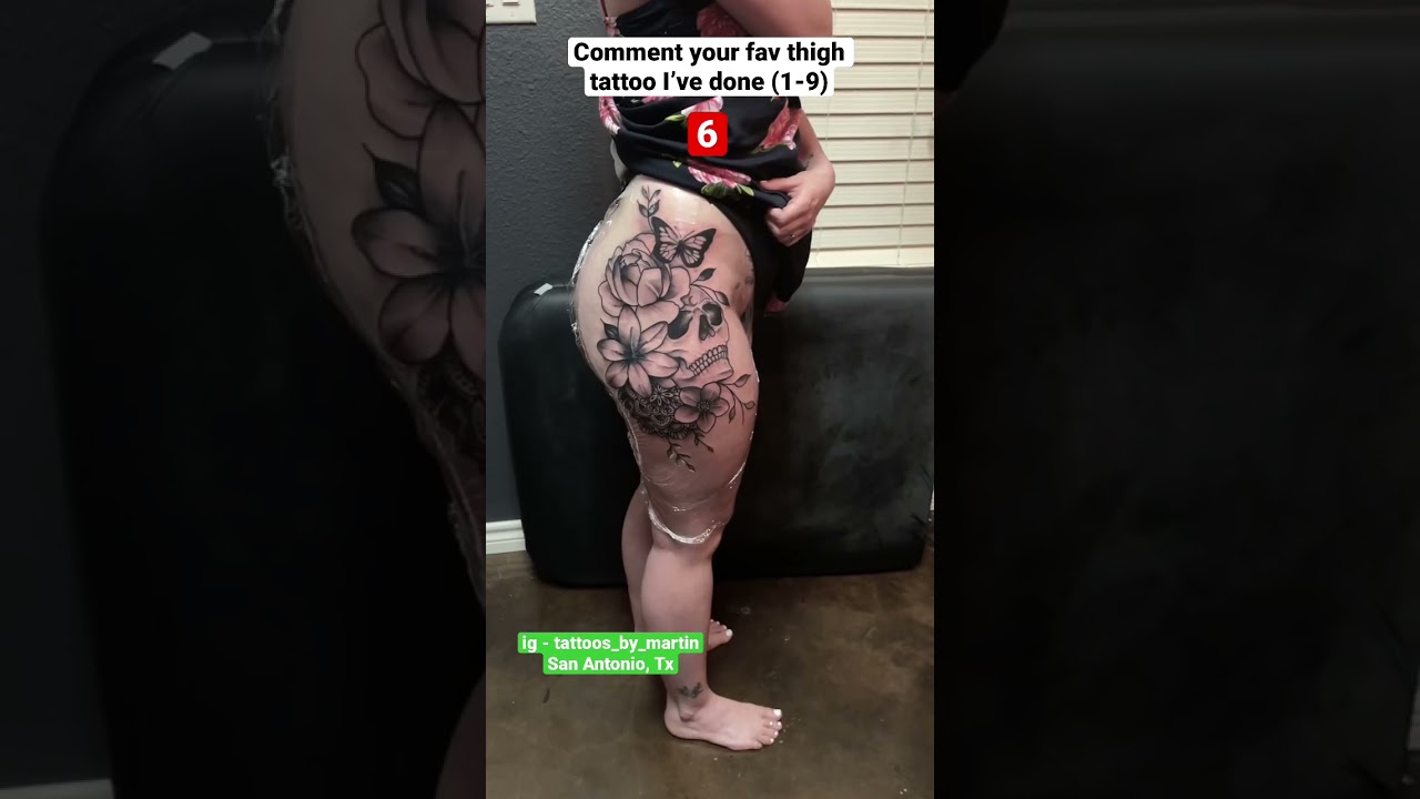 9 thigh tattoos in 16 seconds