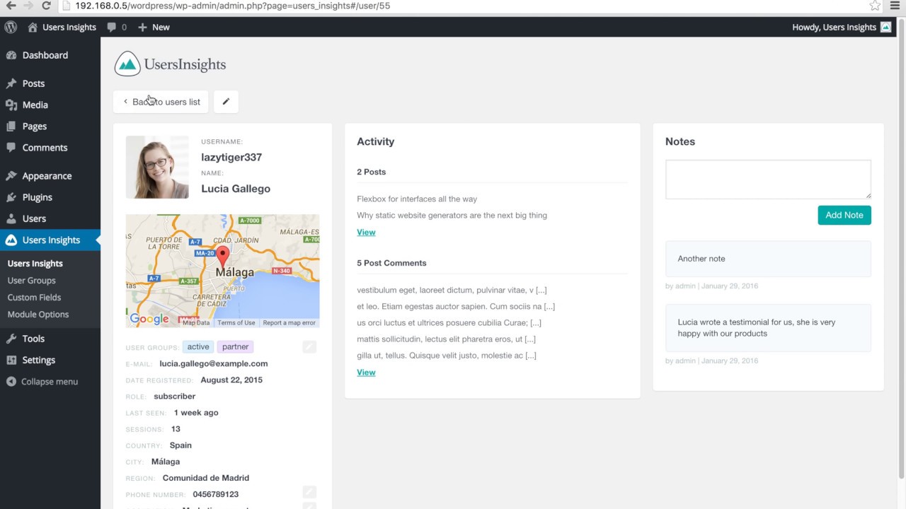 How to add notes to WordPress users