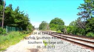 preview picture of video '[HD] Norfolk Southern #8099 Southern heritage unit at East Lansing, Michigan'