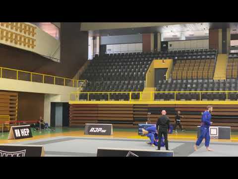 Brazilian Jiu Jitsu competition. AJP Tour, Croatia, August 2021. Fight 1. Patrick Doran. White belt.