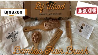 BFWood Bamboo Hair Brush Set, Eco-Friendly Wooden Hair Brushes Unboxing Review & Demo ~ MamaG