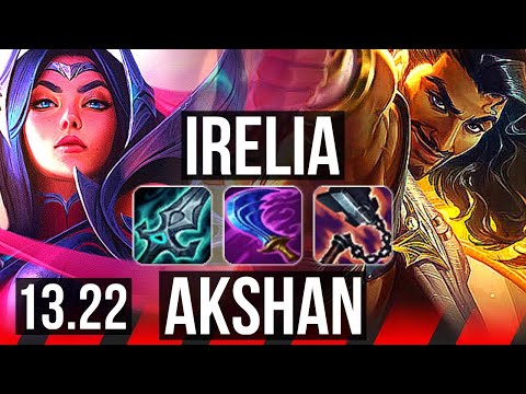 IRELIA vs AKSHAN (TOP) | 12 solo kills, 66% winrate | BR Master | 13.22