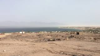 Pan of Red Sea crossing area at Nuweiba beach from the north end looking south.