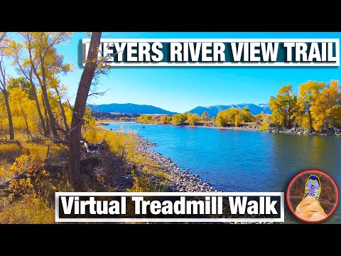 City Walks - Livingston MT Meyers River View Autumn Colors - Relaxing Virtual Slow Travel Walking
