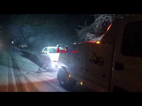 Iarnă grea și în Banatul Montan- Accident DN58 Resita - Caransebes Km 8