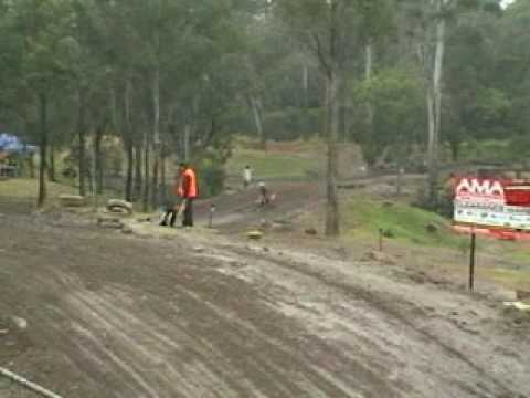 Robbie Murchison getting wet, A Grade 65cc Race 2 on 11th Oct. 2009 at Stanmore