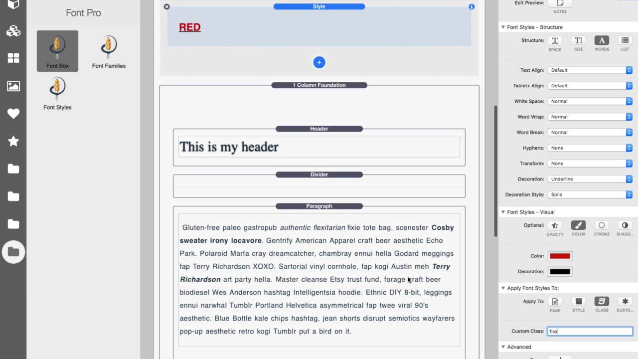 Applying Font Pro styles to your content