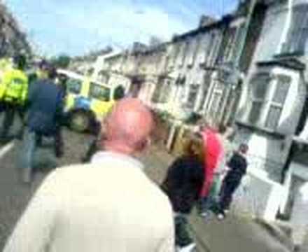 Swindon Fans Being Escorted Out Of Gillingham (Part 3)