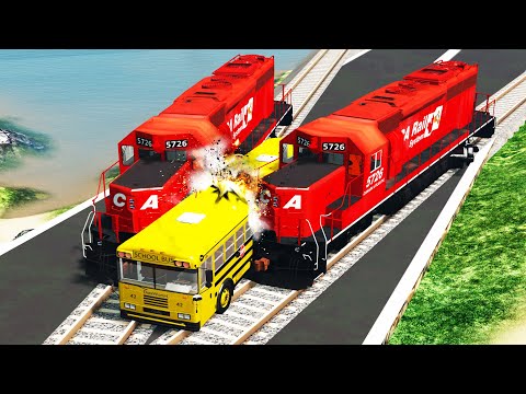 TRAIN PRESS vs Cars - BeamNG.DRIVE