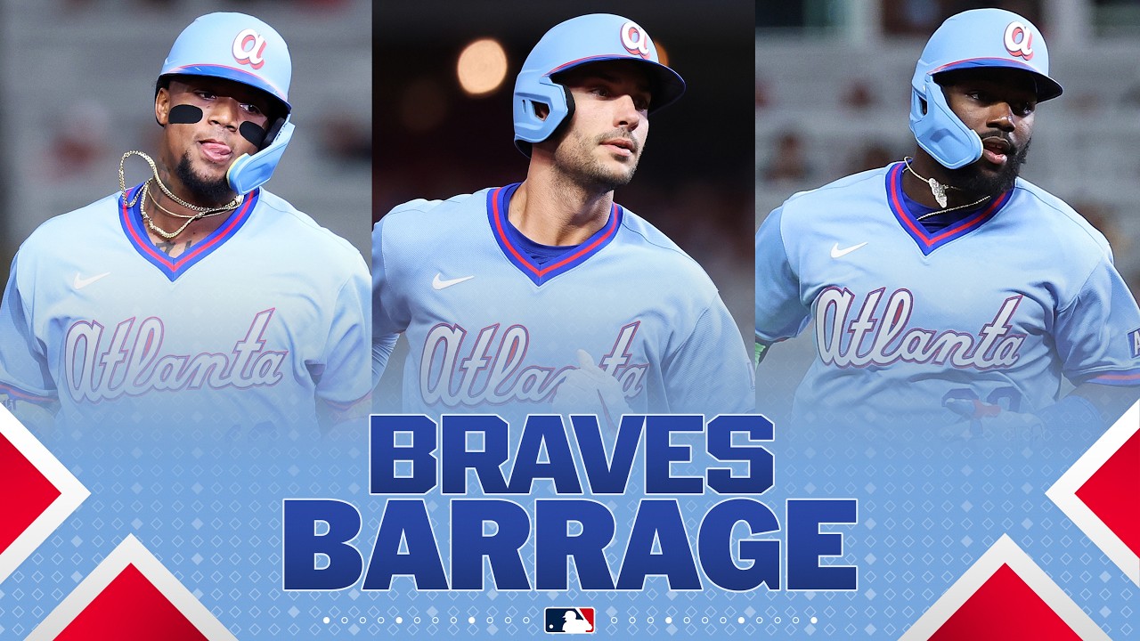Braves big bats getting it DONE! 😤 Acuña Jr., Olson and Harris II ALL mash home runs in the 6th! 🤩