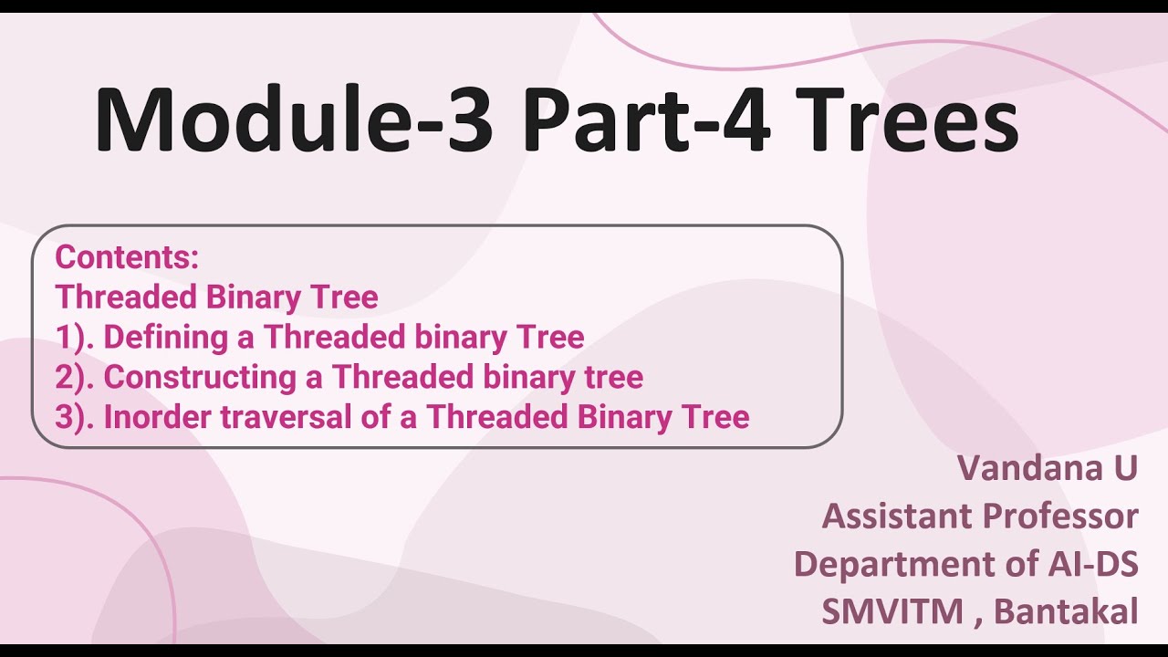 Threaded Binary Trees - Module 3 - BCS304