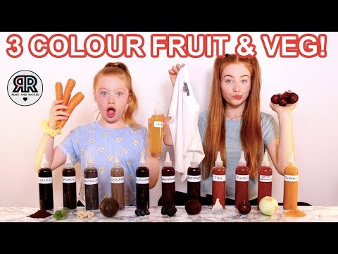 3 Color NATURAL Tie Dye Challenge *How to Tie Dye using Fruit Veg & Food | Ruby and Raylee
