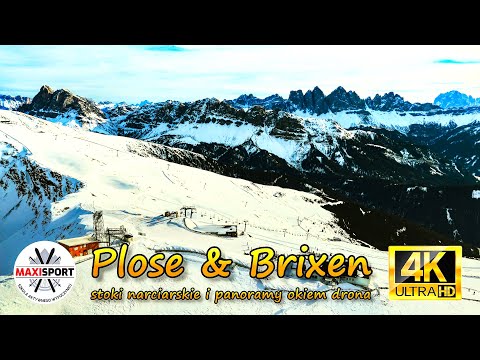Dolomites - ski slopes and panoramas of Plose and Brixen from the perspective of a 4K drone