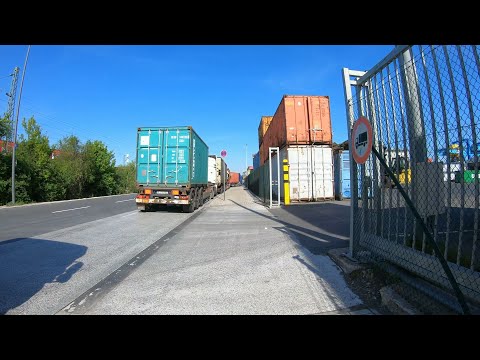 [4K] Cycling Düsseldorf/Neuss | Hamm - Heerdt via J.-Kardinal-Frings-Brücke (Rhine bridge), Hammfeld