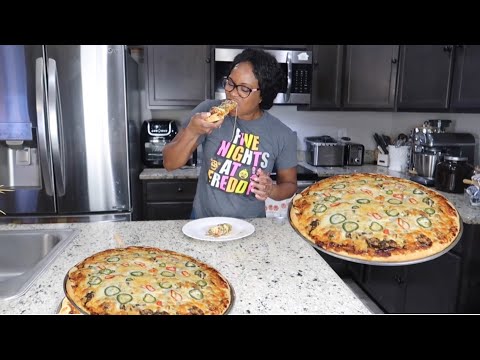 Easy homemade jerk chicken pizza( pizza dough from scratch!)