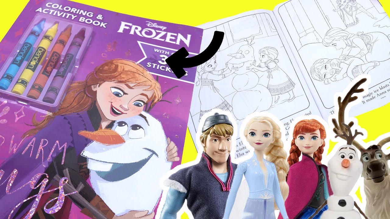 Disney Frozen Coloring Activity Book Pages with Dolls and Stickers!