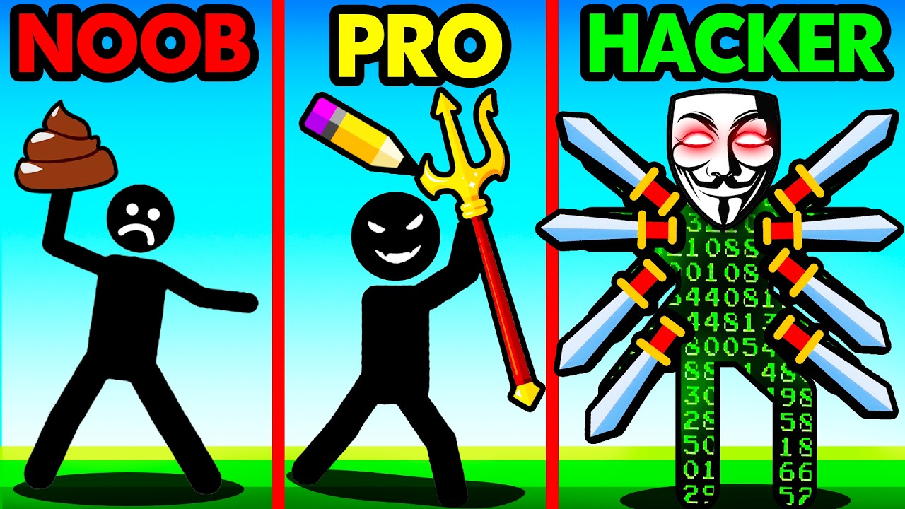 Drawing NOOB vs PRO vs HACKER WEAPON