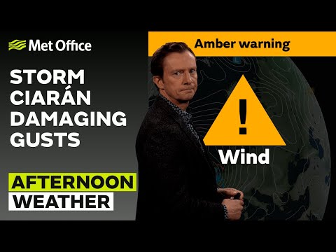 31/10/23 – Heavy rain and strong winds  – Afternoon Weather Forecast UK – Met Office Weather
