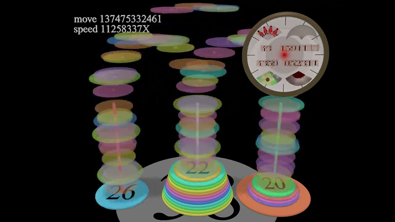 Solving 38-disc Hanoi Tower stack puzzle! (8716 Years @ 1 Move/Second)