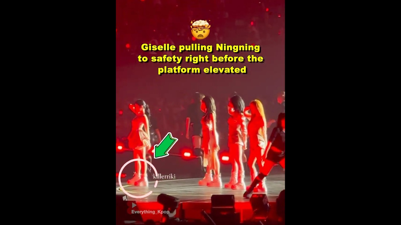 Giselle pulling Ningning to safety before the platform elevated 😳