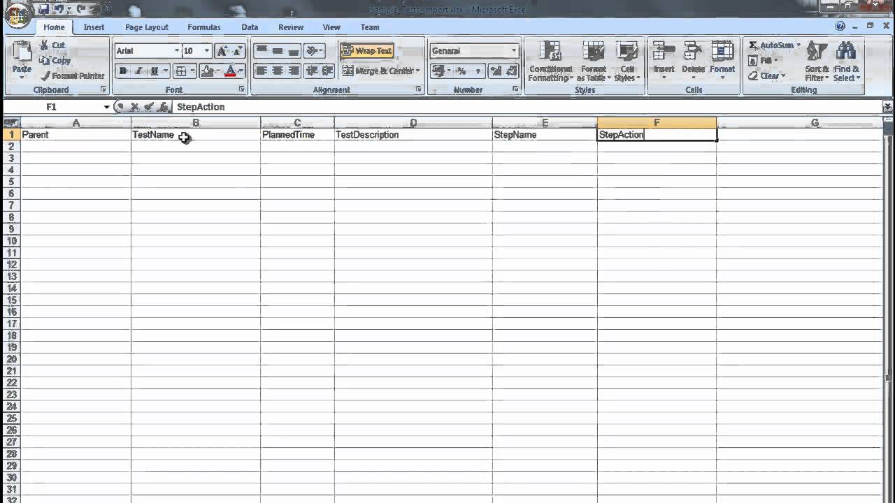 Creating a MS Excel Test Plan document for importing into SilkCentral Test Manager