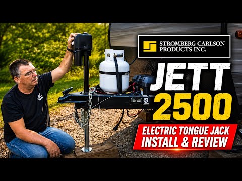 2500 lb Stromberg Carlson Electric Tongue Jack Install Forest River Wolf Pup Travel Trailer RV