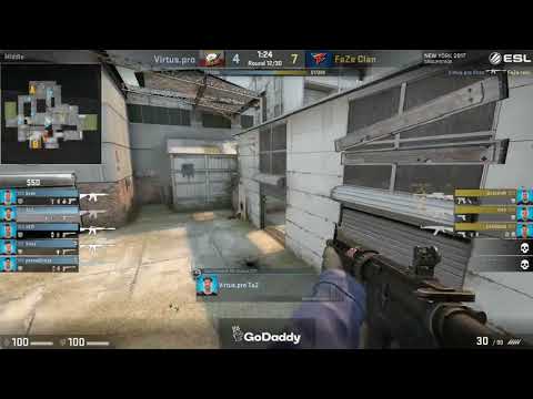 Snax shuts down FaZe with a triple kill FaZe vs Virtus.pro ESL One New York 2017