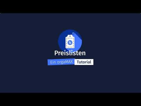 Preislisten – orgaMAX Tutorial