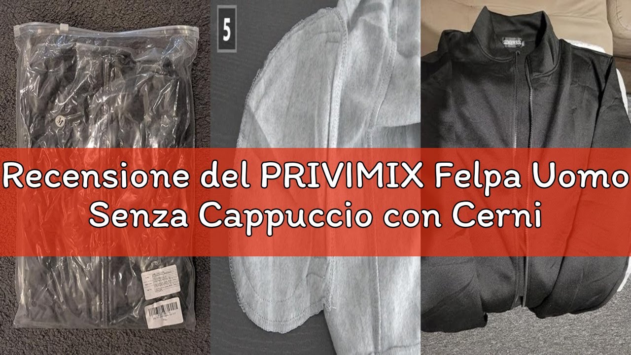 Recensione del PRIVIMIX Felpa Uomo Senza Cappuccio con Cerniera Zip Invernale Hoodie Pullover M-3XL
