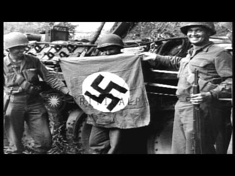 United States 90th Infantry Division occupies Chambois in France. HD Stock Footage