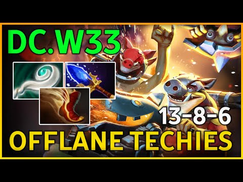 W33 - 8K Offlane Techies | Dota 2 VOD Full Game Pro Guide Gameplay