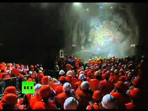 Tunnel Boring Machine (TBM) smashes open world's longest tunnel under Swiss Alps