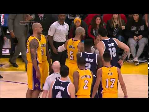 Nick Young SHOVES Steven Adams   Thunder vs Lakers   December 19, 2014   NBA 2014 15 Season