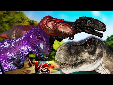 Jurassic World Evolution🌎 Tyrannosaurus,Giganotosaurus,Acrocanthosaurus,Albertosaurus Fight