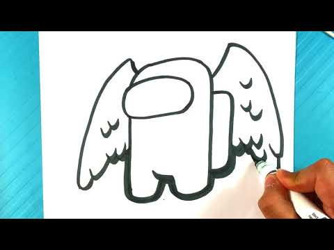 EASY How to Draw AMONG US ANGEL WINGS
