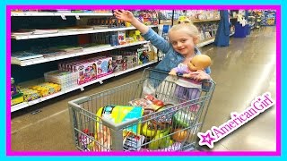 American Girl Bitty Baby Doll Grocery Shopping Trip w/ Kid Size Shopping Cart