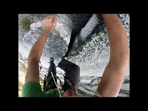 6b multipitch climbing - 14 pitch 400m Granit crack and slap climbing #Grimselpass