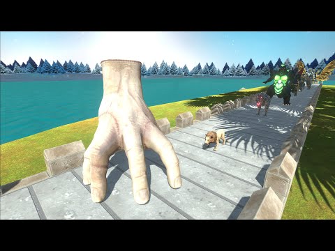 Hand Wednesday VS GHIDORAH & ALL GODZILLA DEATH RUN - Animal Revolt Battle Simulator