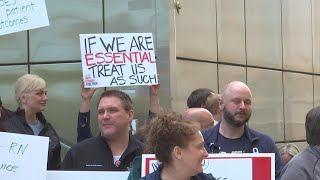Nurses at Ohio State rally for better wages, working conditions