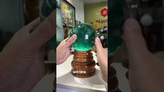 Quả Cầu Phong Thủy Đá Fluorite Tự Nhiên Xanh Lục Loại Đẹp 3.8kg-13.3cm Kèm Đế Đèn Xoay
