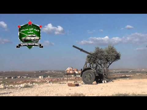 استهداف قوات النظام بصورايخ غراد من قبل لواء الأول مدرعات في نبل في محافظة حلب