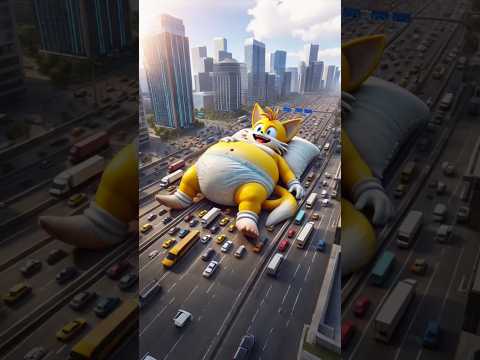 funny story fat Sonic giant sleeping in the city #sonic #play #shorts