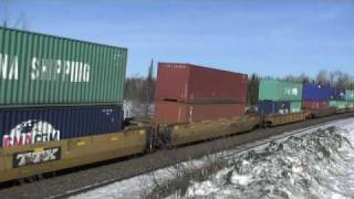 preview picture of video 'CN heading south from Sudbury at Ardbeg Ontario on March 18 2009'