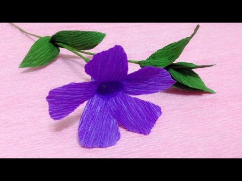 How to Make Periwinkle Crepe Paper flowers - Flower Making of Crepe Paper - Paper Flower Tutorial Video