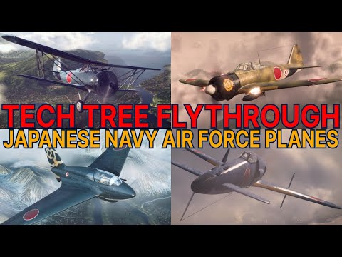 WoWP Tech Tree Flythrough: The Aircraft Of The Japanese Navy Air Force From Tier 2 to Tier 10