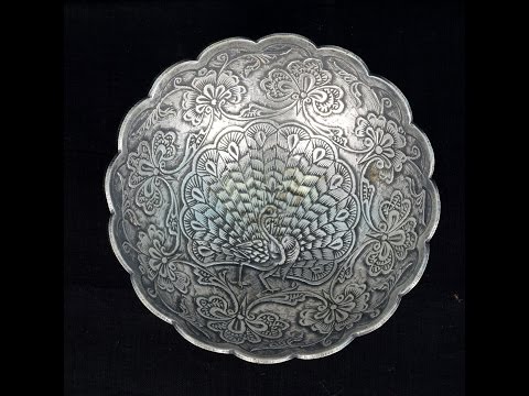 Antique silver peacock crafted design silver bowl